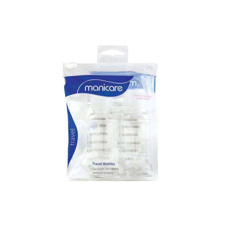 Manicare Travel Bottles with ID Labels 2 Pack