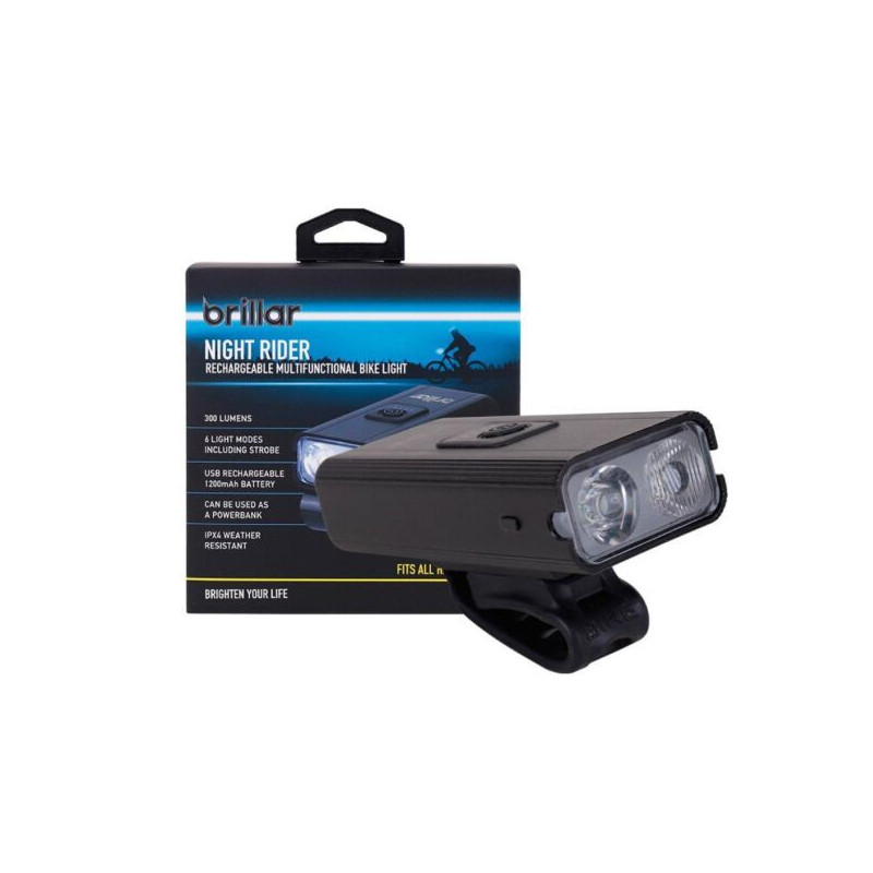 Brillar Night Rider - 300 Lumen Rechargeable Multifunctional Bike Light